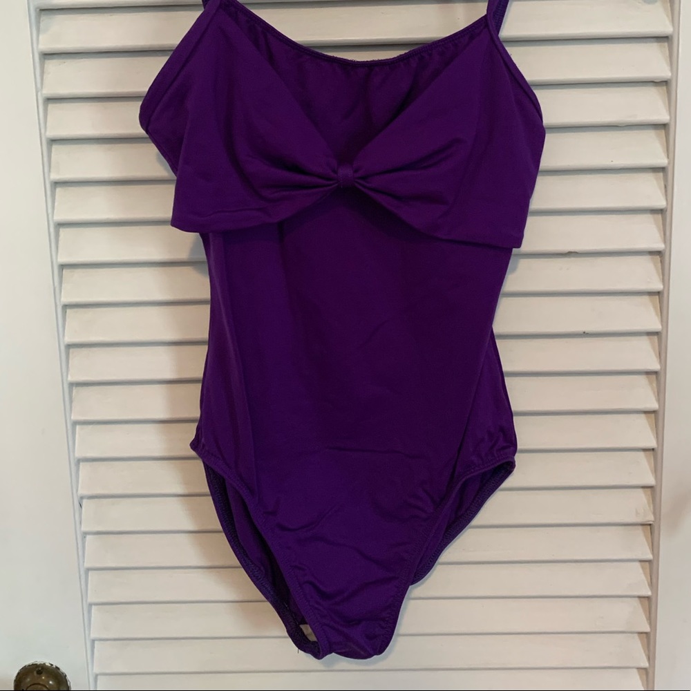 MOTIONWEAR purple leotard with bow on front